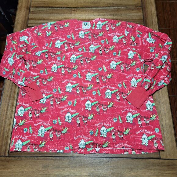 Uniform Advantage Red Scrub Jacket "Surfin' Santa" - Picture 4 of 5